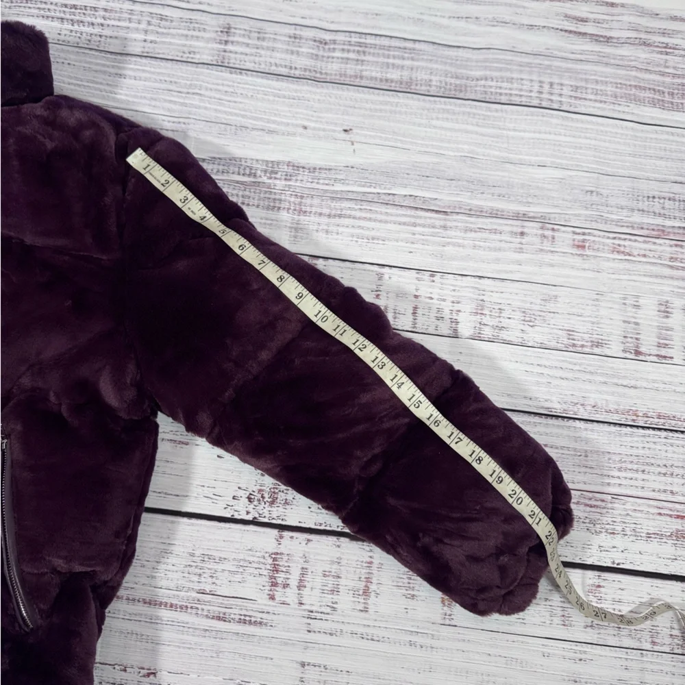 Topman Velvet Plush Puffer Zip Up Jacket in Purple